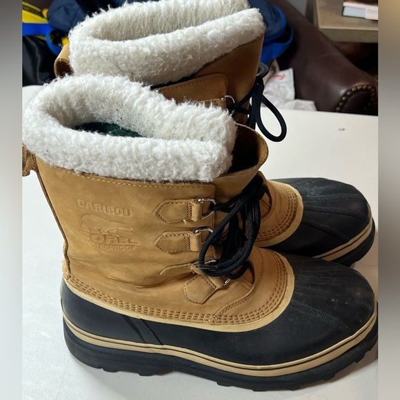Size 10 Sorel Caribou Fleece Lined Men’s Waterproof Leather Boot Winter Warm - Picture 10 of 15